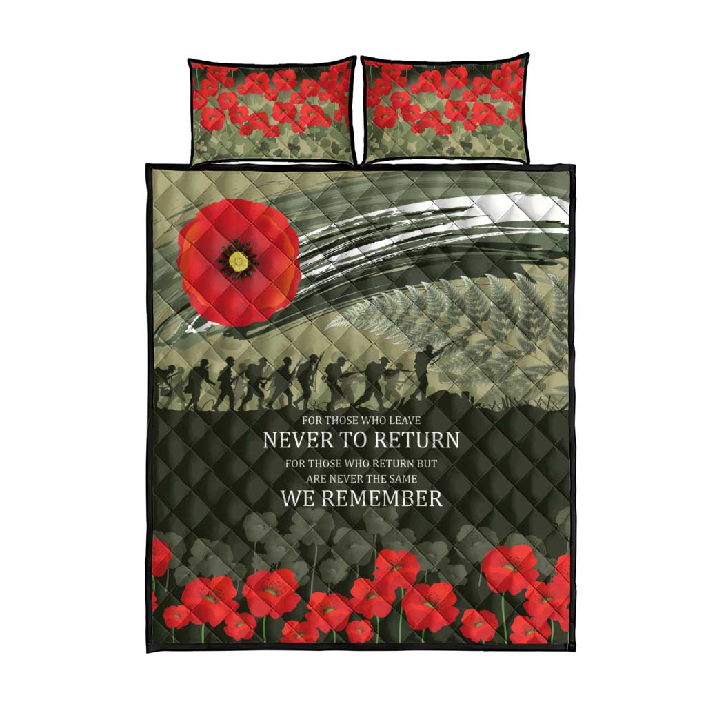 ANZAC Day We Remember Quilt Bed Set Maori Silver Fern Camouflage Motif