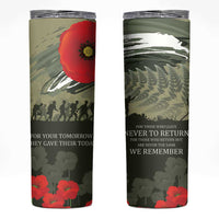ANZAC Day We Remember Skinny Tumbler Maori Silver Fern Camouflage Motif