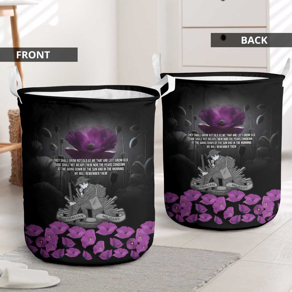 ANZAC Day Remembrance Laundry Basket Purple Poppy We Will Remember Them
