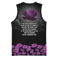 ANZAC Day Remembrance Basketball Jersey Purple Poppy We Will Remember Them