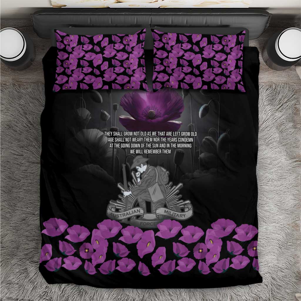 ANZAC Day Remembrance Bedding Set Purple Poppy We Will Remember Them