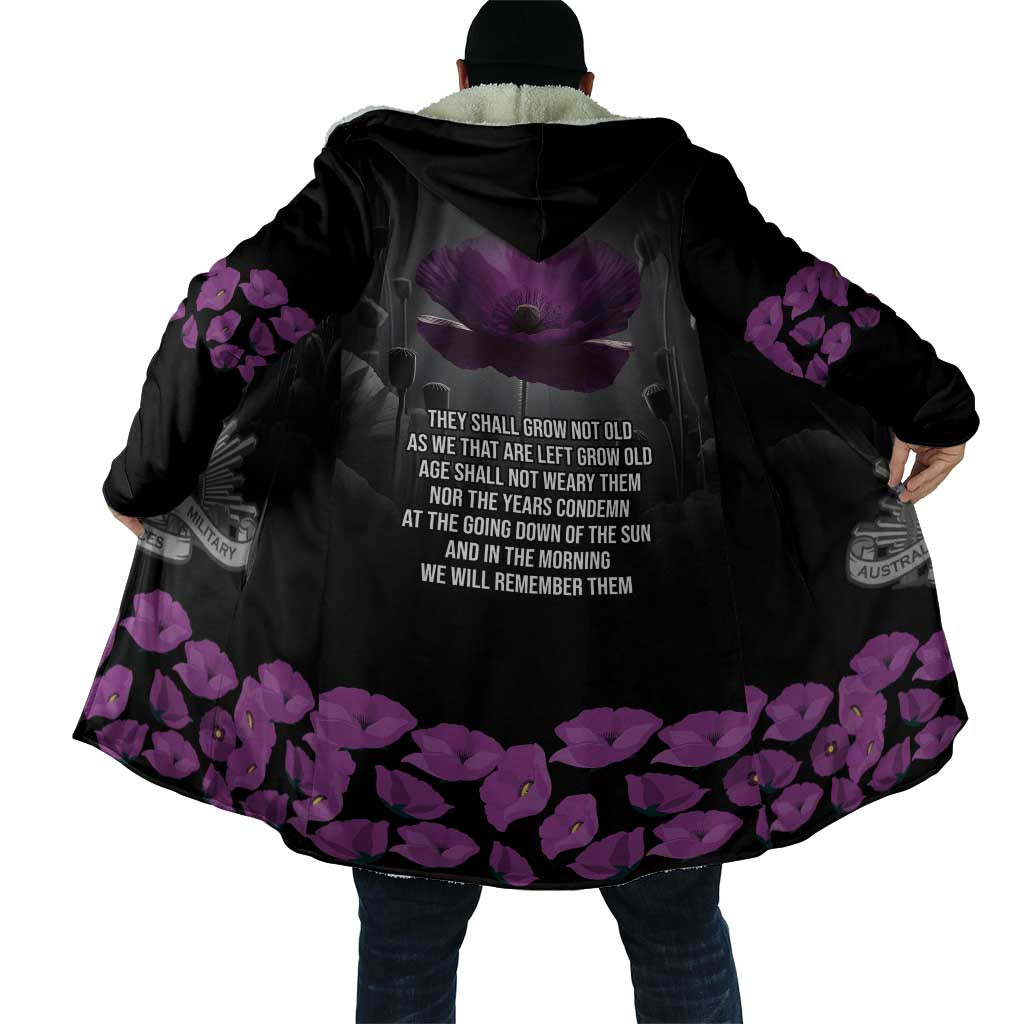 ANZAC Day Remembrance Cloak Purple Poppy We Will Remember Them