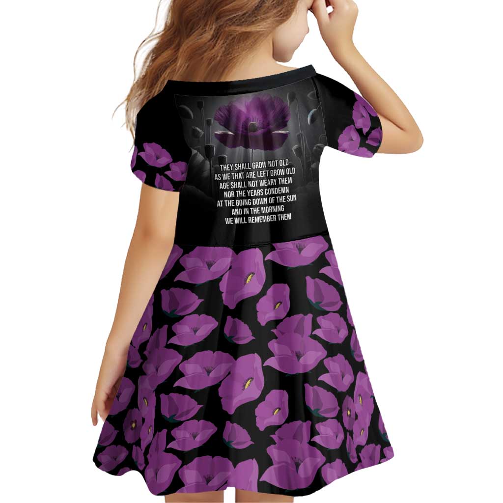 ANZAC Day Remembrance Family Matching Long Sleeve Bodycon Dress and Hawaiian Shirt Purple Poppy We Will Remember Them LT9 - Polynesian Pride