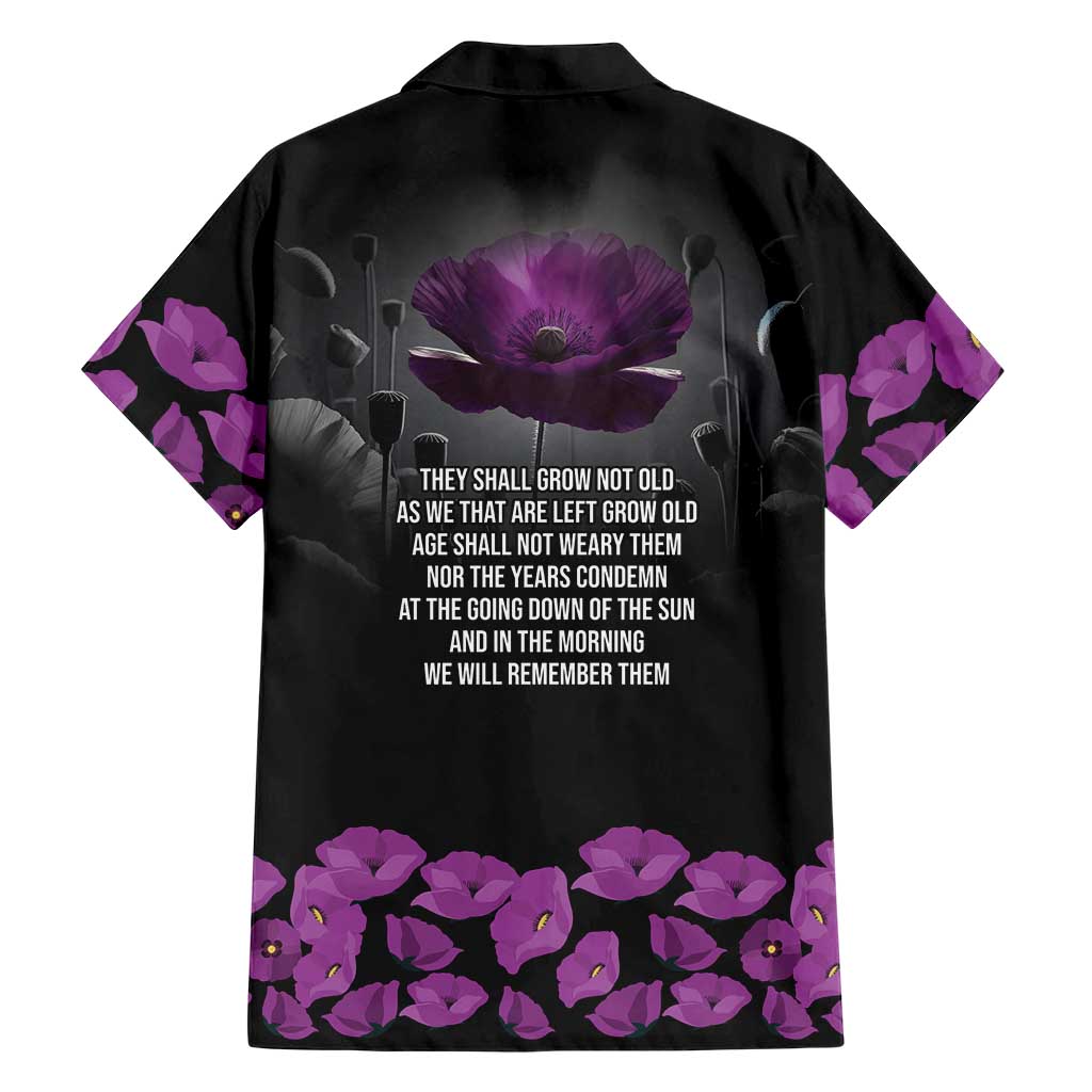 ANZAC Day Remembrance Family Matching Long Sleeve Bodycon Dress and Hawaiian Shirt Purple Poppy We Will Remember Them LT9 - Polynesian Pride