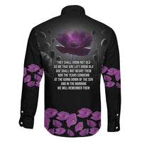 ANZAC Day Remembrance Family Matching Long Sleeve Bodycon Dress and Hawaiian Shirt Purple Poppy We Will Remember Them LT9 - Polynesian Pride