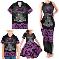 ANZAC Day Remembrance Family Matching Tank Maxi Dress and Hawaiian Shirt Purple Poppy We Will Remember Them