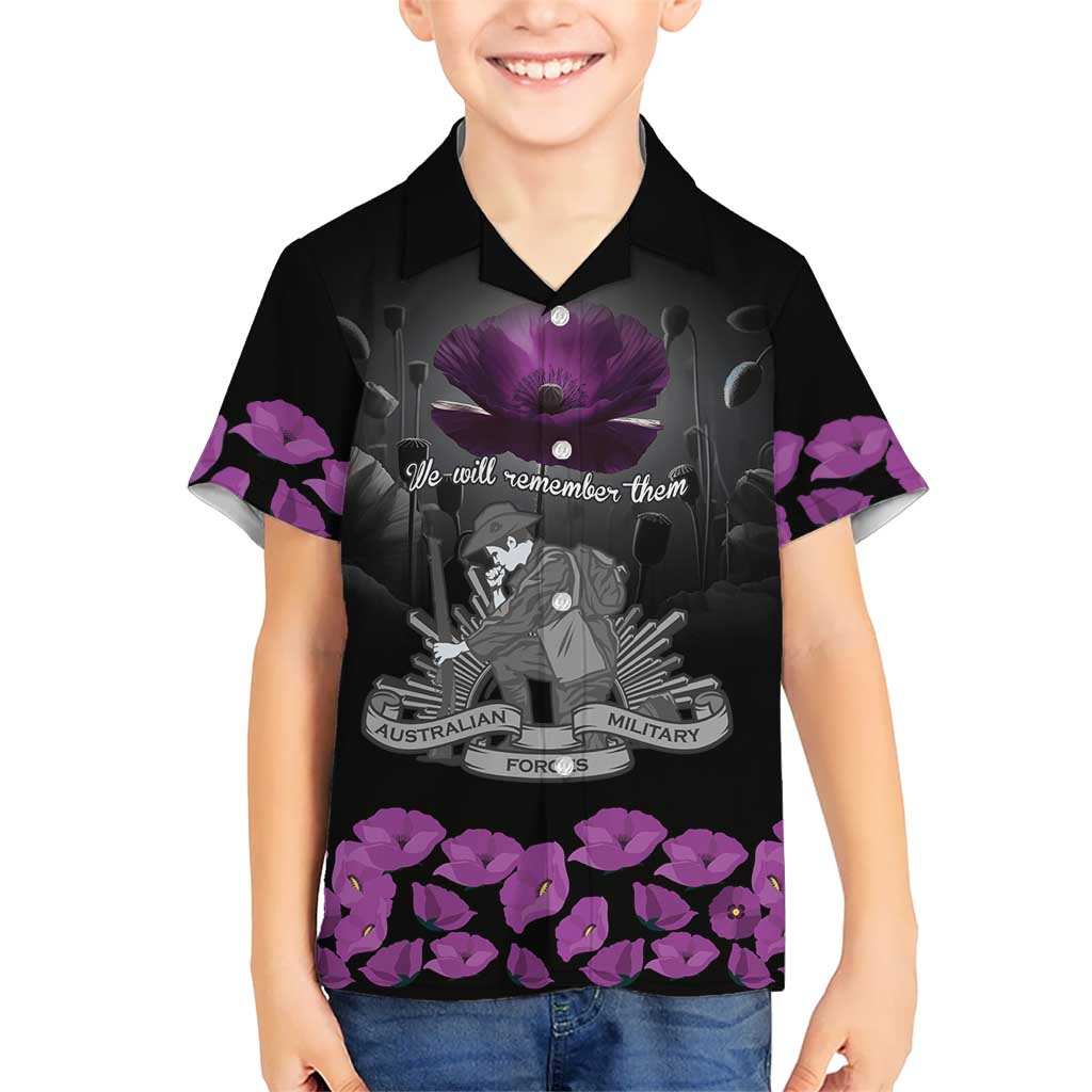 ANZAC Day Remembrance Hawaiian Shirt Purple Poppy We Will Remember Them