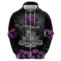 ANZAC Day Remembrance Hoodie Purple Poppy We Will Remember Them