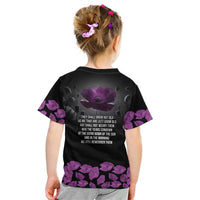 ANZAC Day Remembrance Kid T Shirt Purple Poppy We Will Remember Them