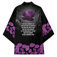 ANZAC Day Remembrance Kimono Purple Poppy We Will Remember Them