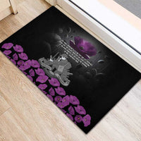 ANZAC Day Remembrance Rubber Doormat Purple Poppy We Will Remember Them