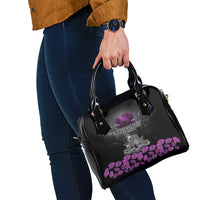 ANZAC Day Remembrance Shoulder Handbag Purple Poppy We Will Remember Them