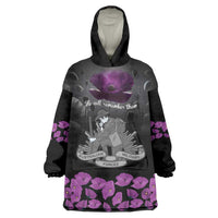 ANZAC Day Remembrance Wearable Blanket Hoodie Purple Poppy We Will Remember Them LT9 One Size Purple - Polynesian Pride