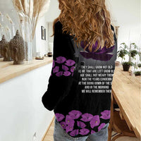 ANZAC Day Remembrance Women Casual Shirt Purple Poppy We Will Remember Them