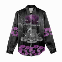 ANZAC Day Remembrance Women Casual Shirt Purple Poppy We Will Remember Them