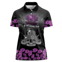 ANZAC Day Remembrance Women Polo Shirt Purple Poppy We Will Remember Them