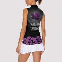 ANZAC Day Remembrance Women Sleeveless Polo Shirt Purple Poppy We Will Remember Them