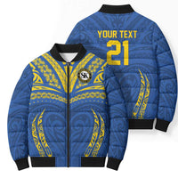 Custom Oceania Football Solomon Kings Bomber Puffer Jacket Polynesian Tribal Pattern