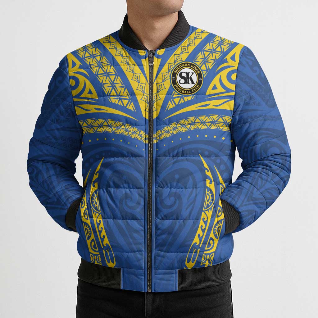Custom Oceania Football Solomon Kings Bomber Puffer Jacket Polynesian Tribal Pattern