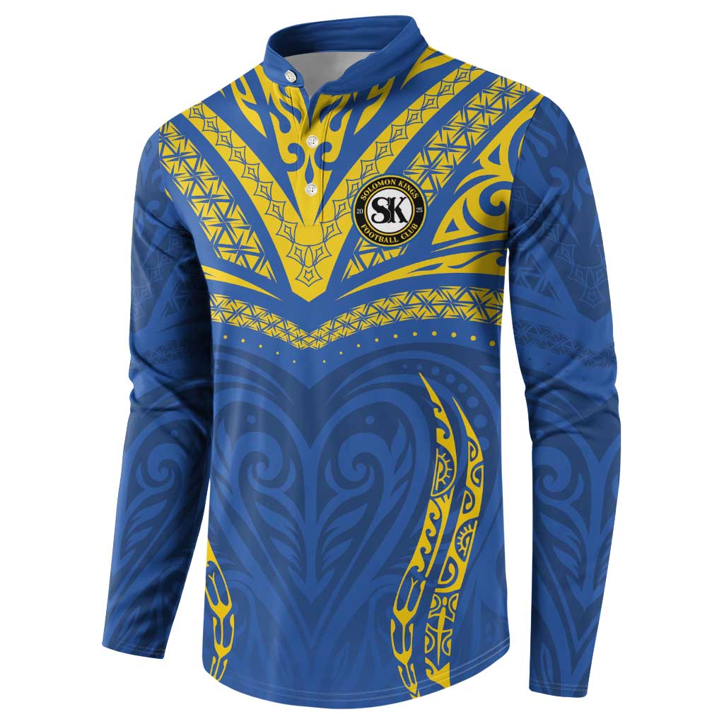 Custom Oceania Football Solomon Kings Button Sweatshirt Polynesian Tribal Pattern