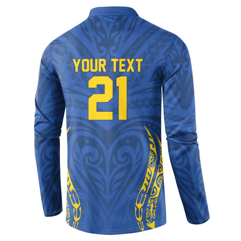 Custom Oceania Football Solomon Kings Button Sweatshirt Polynesian Tribal Pattern