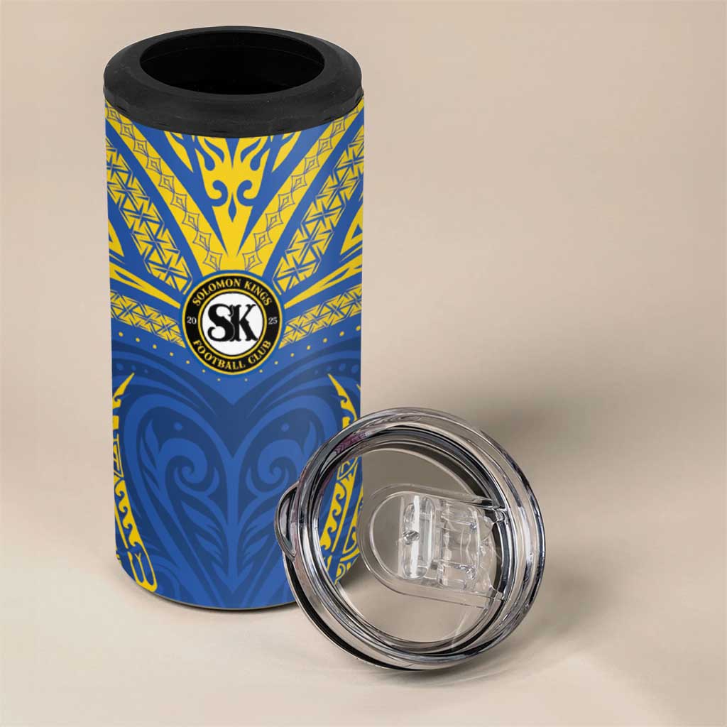 Custom Oceania Football Solomon Kings 4 in 1 Can Cooler Tumbler Polynesian Tribal Pattern