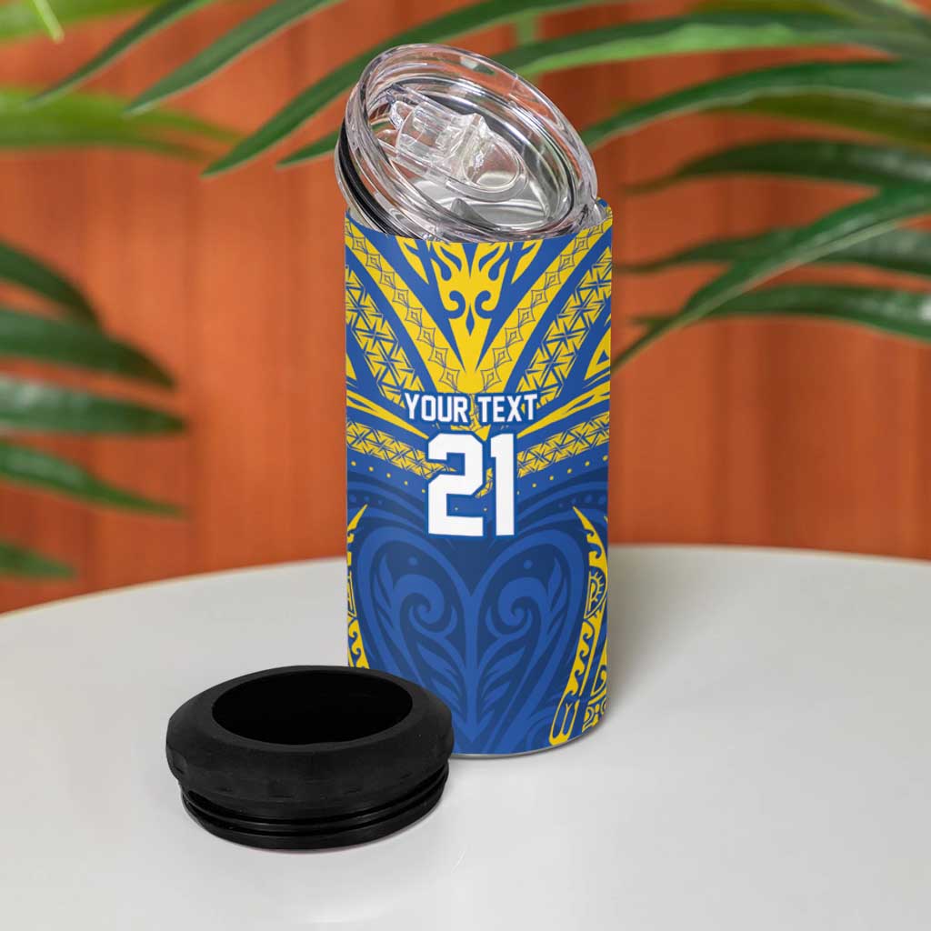 Custom Oceania Football Solomon Kings 4 in 1 Can Cooler Tumbler Polynesian Tribal Pattern