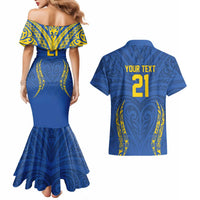 Custom Oceania Football Solomon Kings Couples Matching Mermaid Dress and Hawaiian Shirt Polynesian Tribal Pattern