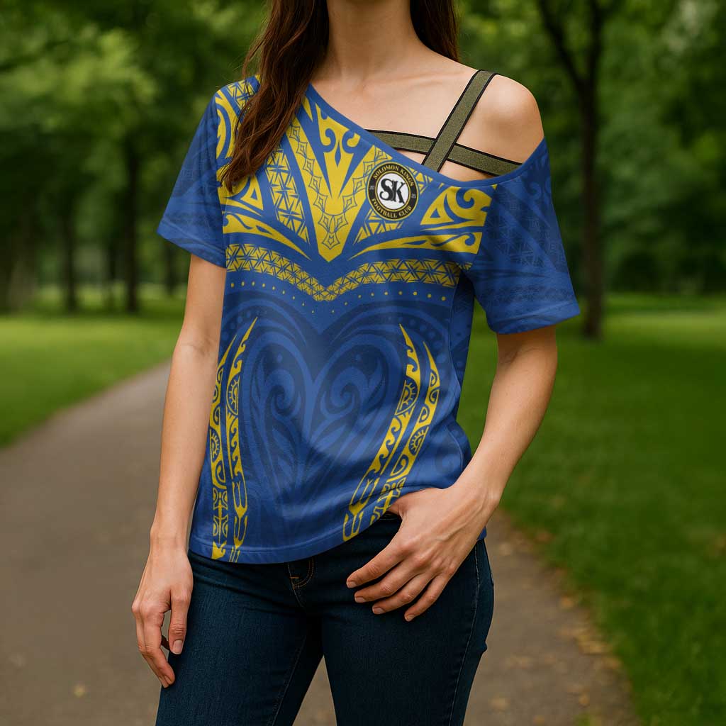 Custom Oceania Football Solomon Kings Cross Shoulder Shirt Polynesian Tribal Pattern LT9 - Polynesian Pride