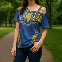 Custom Oceania Football Solomon Kings Cross Shoulder Shirt Polynesian Tribal Pattern LT9 - Polynesian Pride