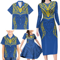 Custom Oceania Football Solomon Kings Family Matching Long Sleeve Bodycon Dress and Hawaiian Shirt Polynesian Tribal Pattern