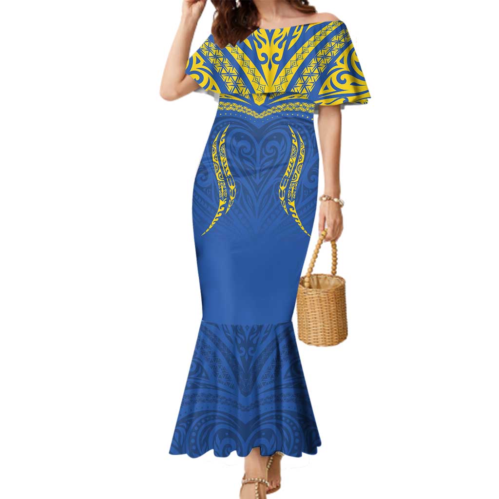 Custom Oceania Football Solomon Kings Family Matching Mermaid Dress and Hawaiian Shirt Polynesian Tribal Pattern