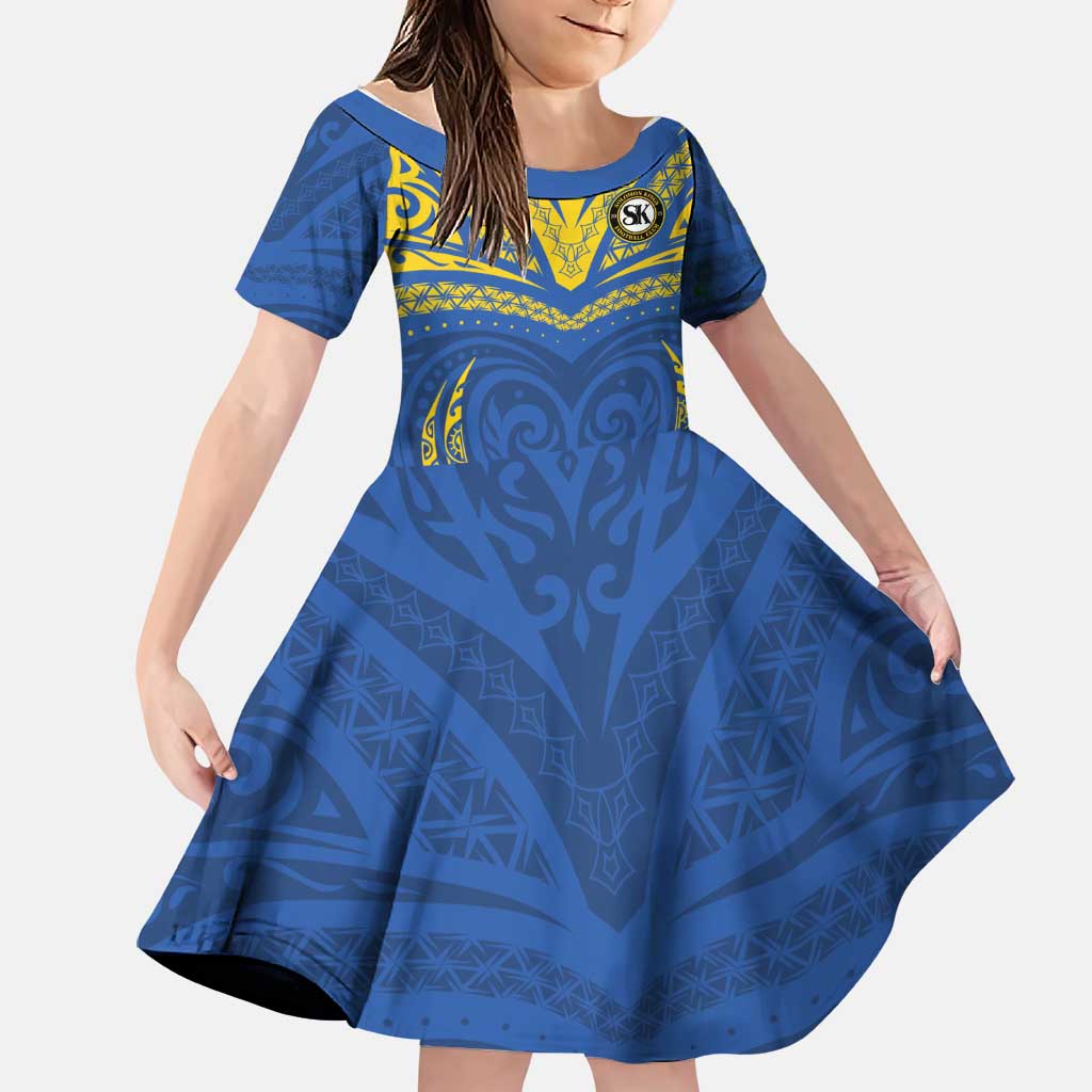 Custom Oceania Football Solomon Kings Family Matching Off The Shoulder Long Sleeve Dress and Hawaiian Shirt Polynesian Tribal Pattern