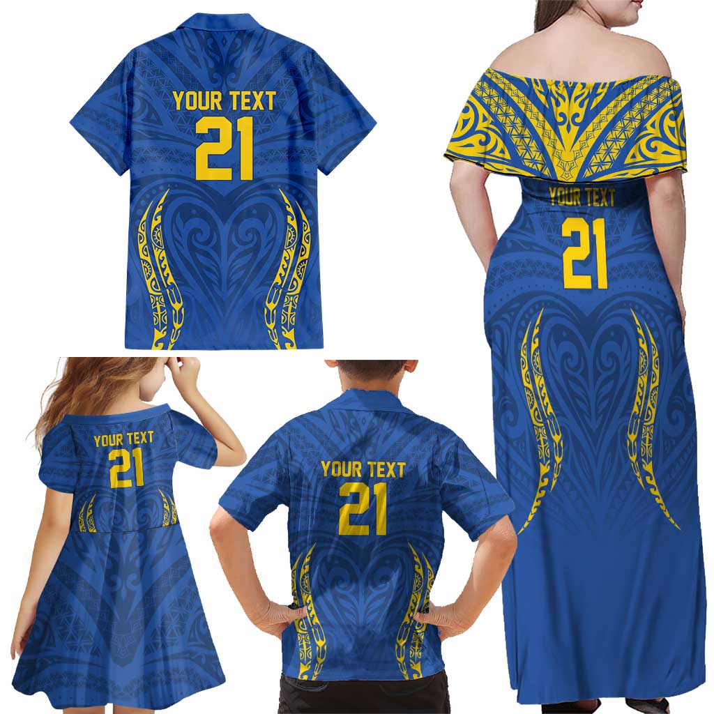 Custom Oceania Football Solomon Kings Family Matching Off Shoulder Maxi Dress and Hawaiian Shirt Polynesian Tribal Pattern
