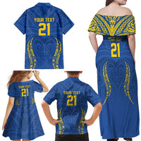 Custom Oceania Football Solomon Kings Family Matching Off Shoulder Maxi Dress and Hawaiian Shirt Polynesian Tribal Pattern
