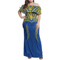 Custom Oceania Football Solomon Kings Family Matching Off Shoulder Maxi Dress and Hawaiian Shirt Polynesian Tribal Pattern