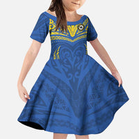 Custom Oceania Football Solomon Kings Family Matching Off Shoulder Short Dress and Hawaiian Shirt Polynesian Tribal Pattern