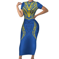 Custom Oceania Football Solomon Kings Family Matching Short Sleeve Bodycon Dress and Hawaiian Shirt Polynesian Tribal Pattern