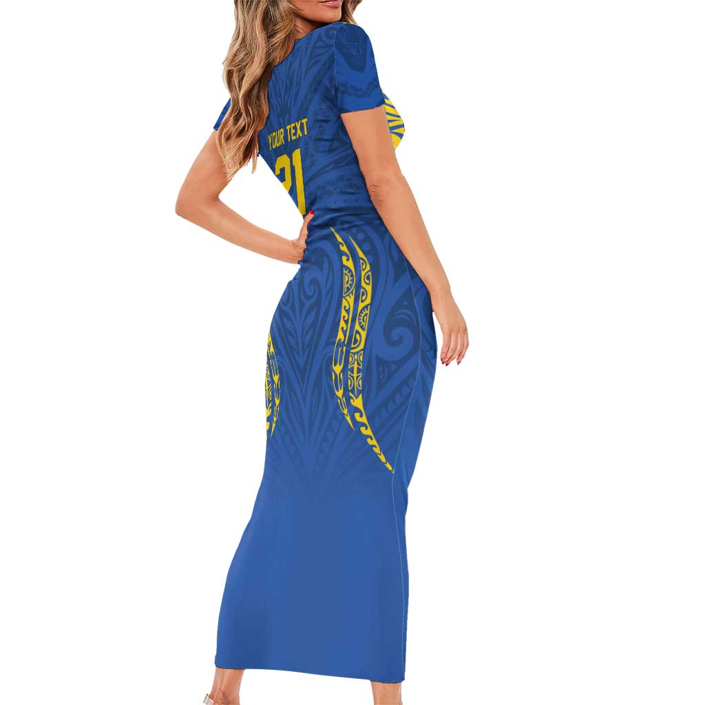 Custom Oceania Football Solomon Kings Family Matching Short Sleeve Bodycon Dress and Hawaiian Shirt Polynesian Tribal Pattern