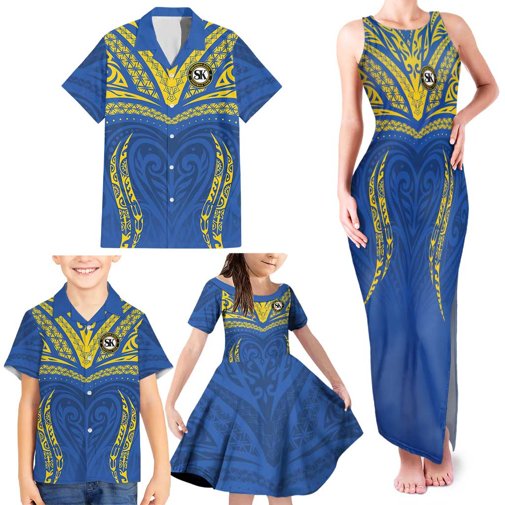 Custom Oceania Football Solomon Kings Family Matching Tank Maxi Dress and Hawaiian Shirt Polynesian Tribal Pattern