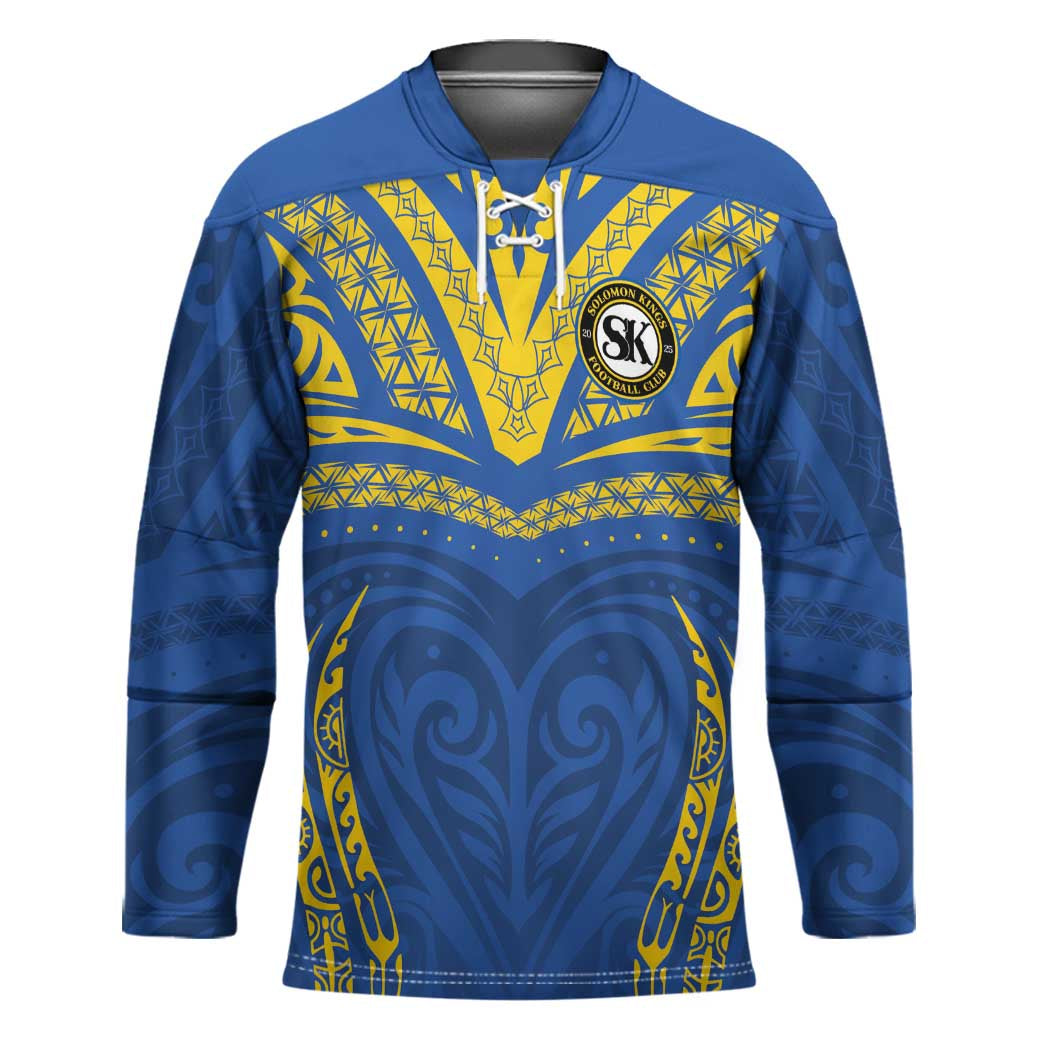 Custom Oceania Football Solomon Kings Hockey Jersey Polynesian Tribal Pattern LT9 Unisex Blue - Polynesian Pride