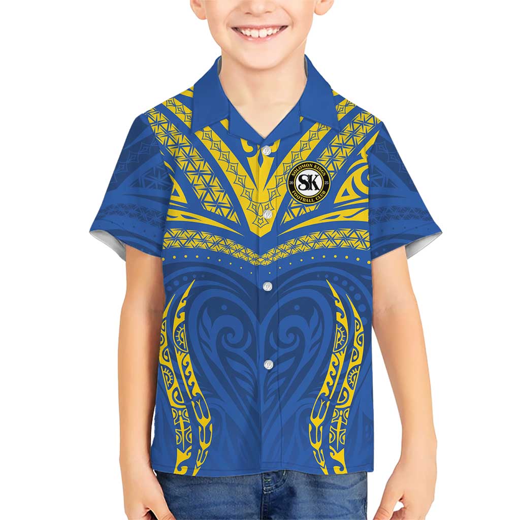 Custom Oceania Football Solomon Kings Kid Hawaiian Shirt Polynesian Tribal Pattern