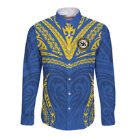 Custom Oceania Football Solomon Kings Long Sleeve Button Shirt Polynesian Tribal Pattern