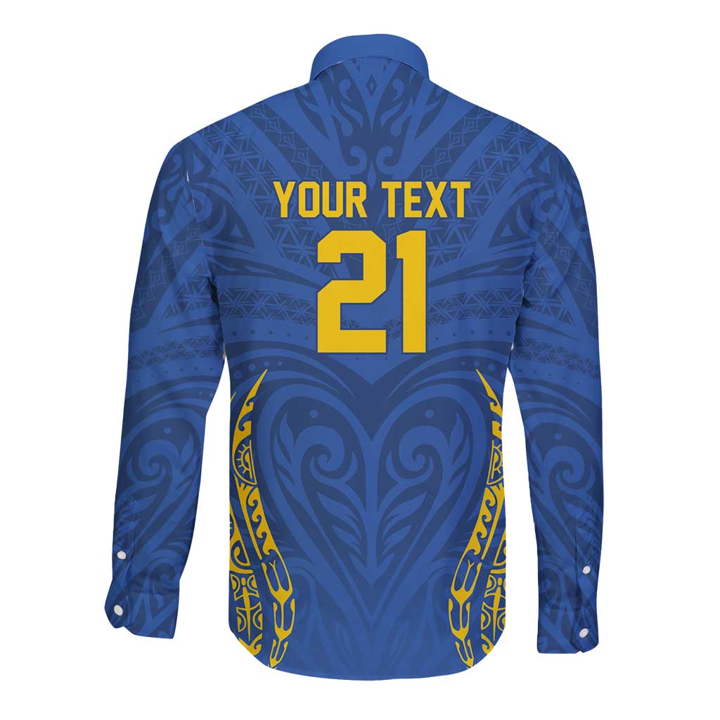 Custom Oceania Football Solomon Kings Long Sleeve Button Shirt Polynesian Tribal Pattern