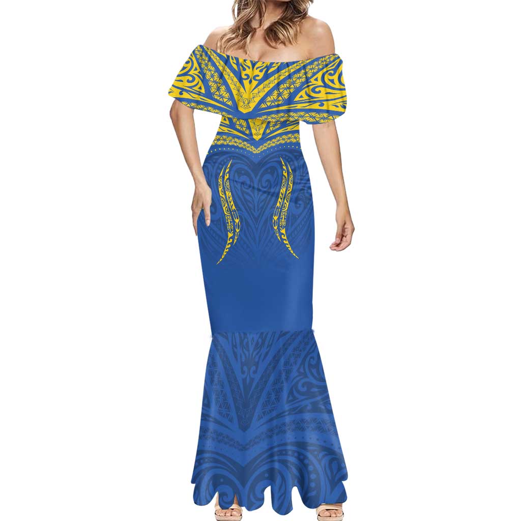 Custom Oceania Football Solomon Kings Mermaid Dress Polynesian Tribal Pattern