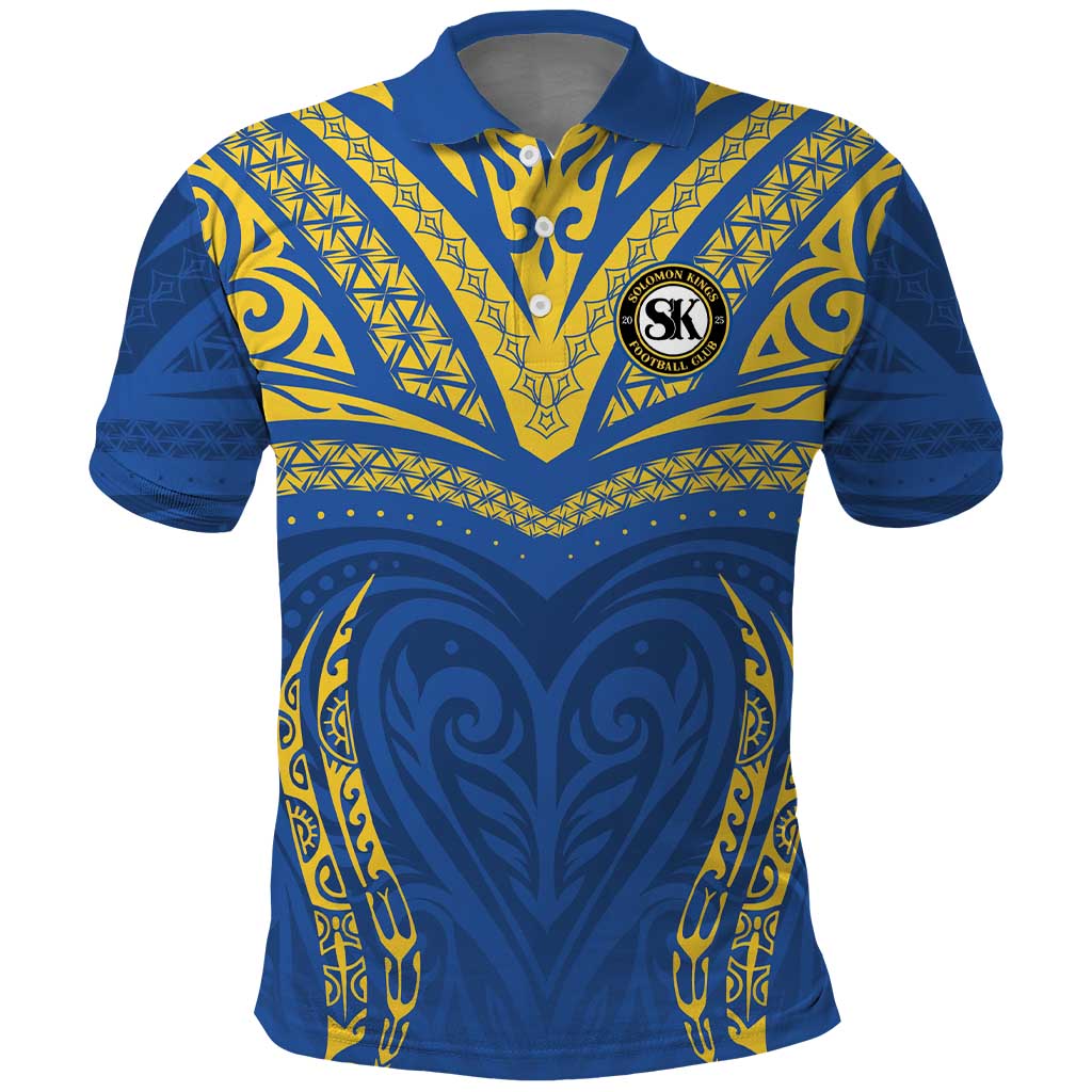 Custom Oceania Football Solomon Kings Polo Shirt Polynesian Tribal Pattern LT9 Blue - Polynesian Pride