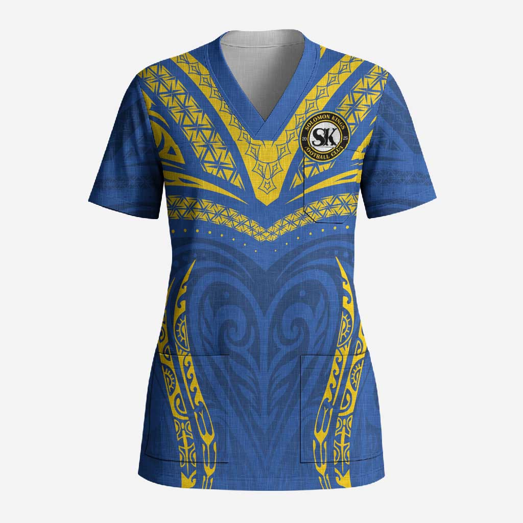 Custom Oceania Football Solomon Kings Scrub Top Polynesian Tribal Pattern