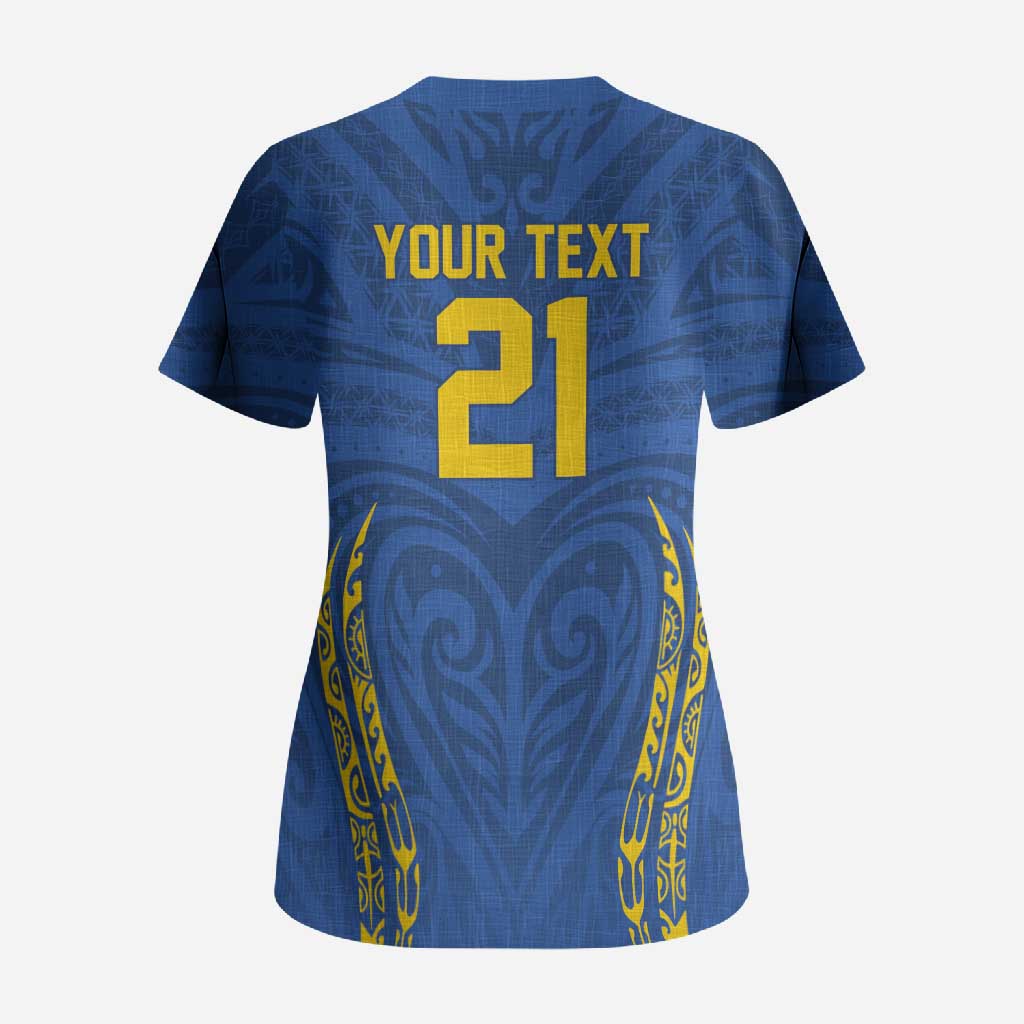 Custom Oceania Football Solomon Kings Scrub Top Polynesian Tribal Pattern
