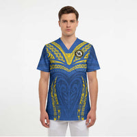 Custom Oceania Football Solomon Kings Scrub Top Polynesian Tribal Pattern
