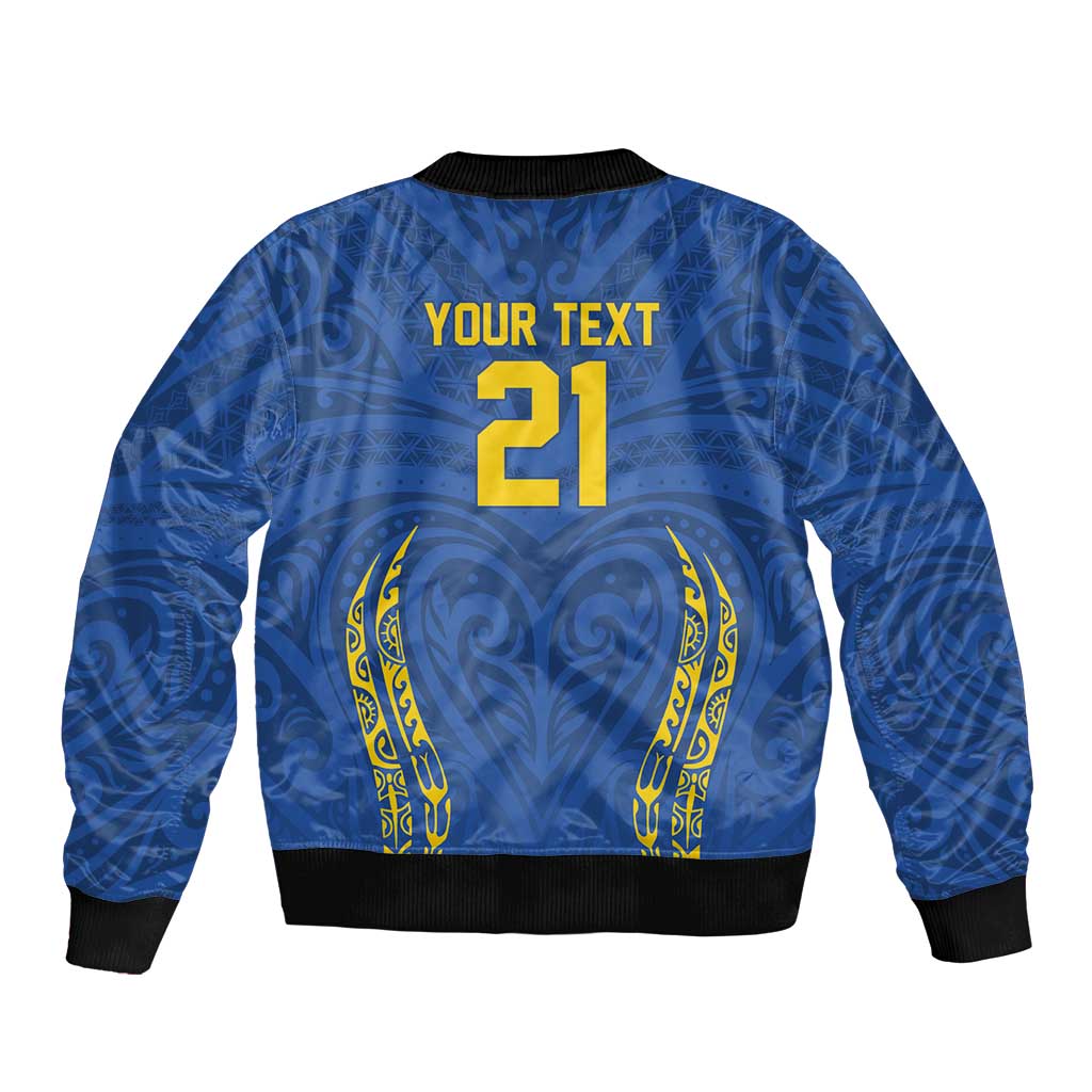 Custom Oceania Football Solomon Kings Sleeve Zip Bomber Jacket Polynesian Tribal Pattern